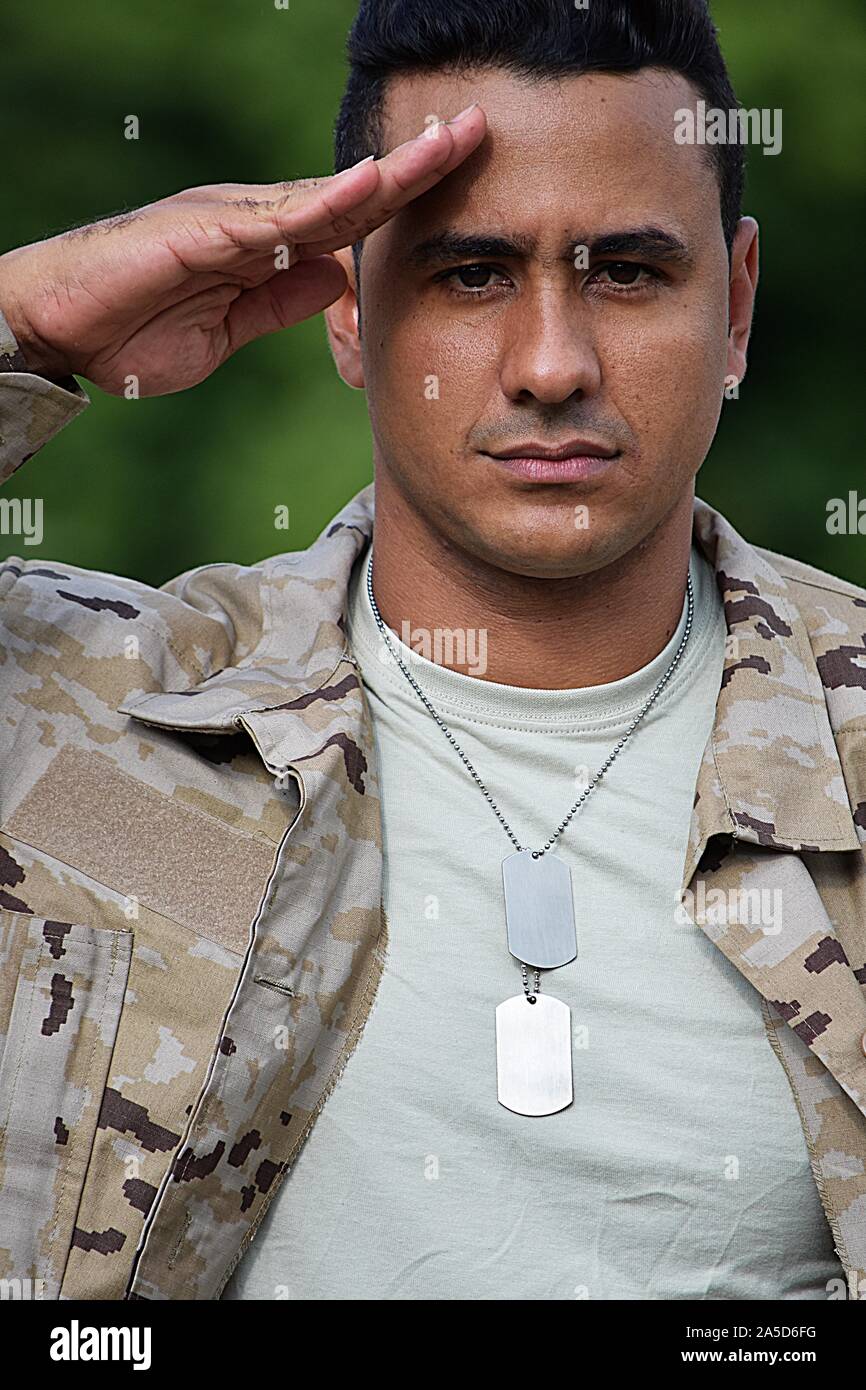 Diverse Soldier Saluting Stock Photo - Alamy