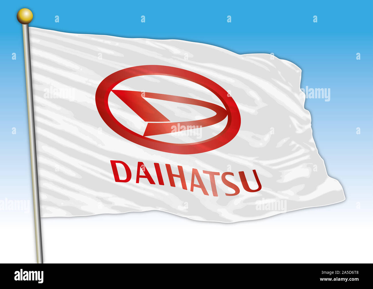 Daihatsu car industrial group, flag with logo, illustration Stock Photo