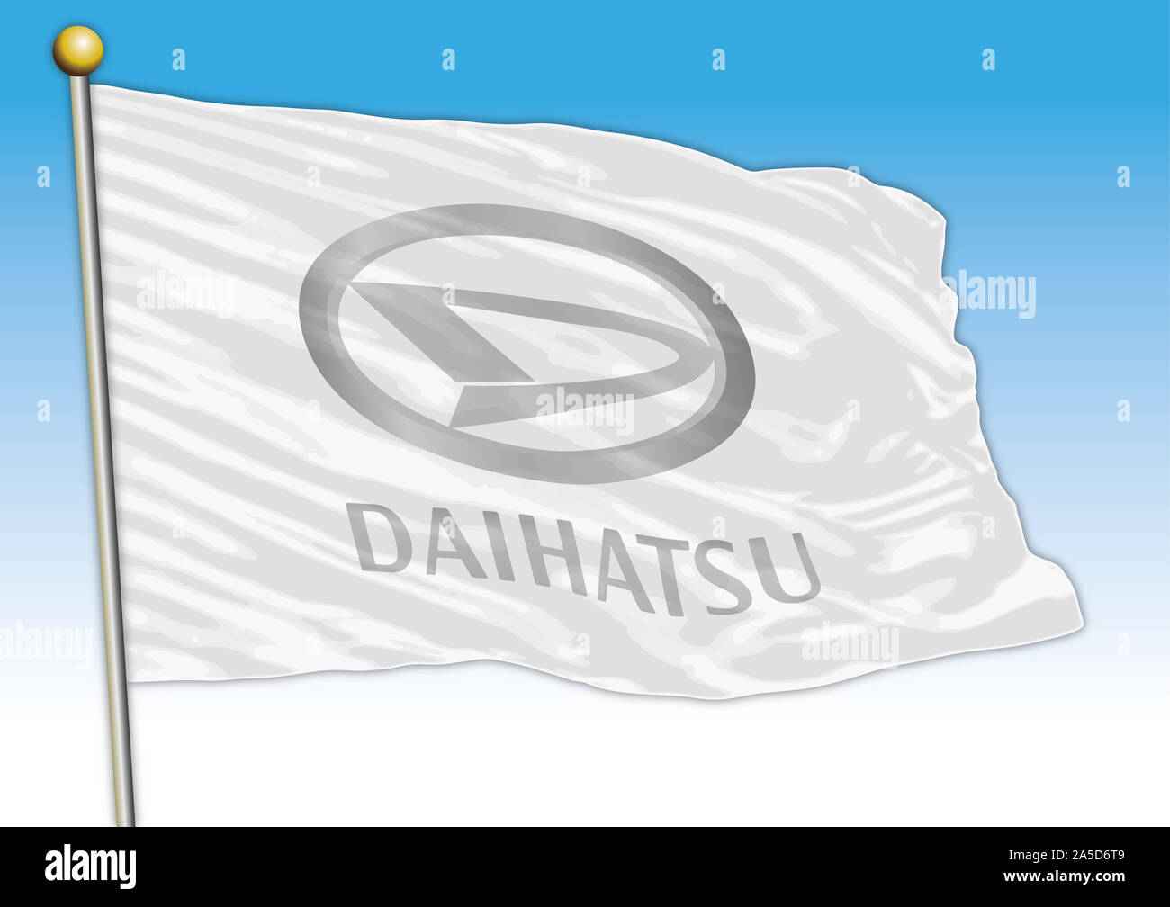 Daihatsu car industrial group, flag with logo, illustration Stock Photo