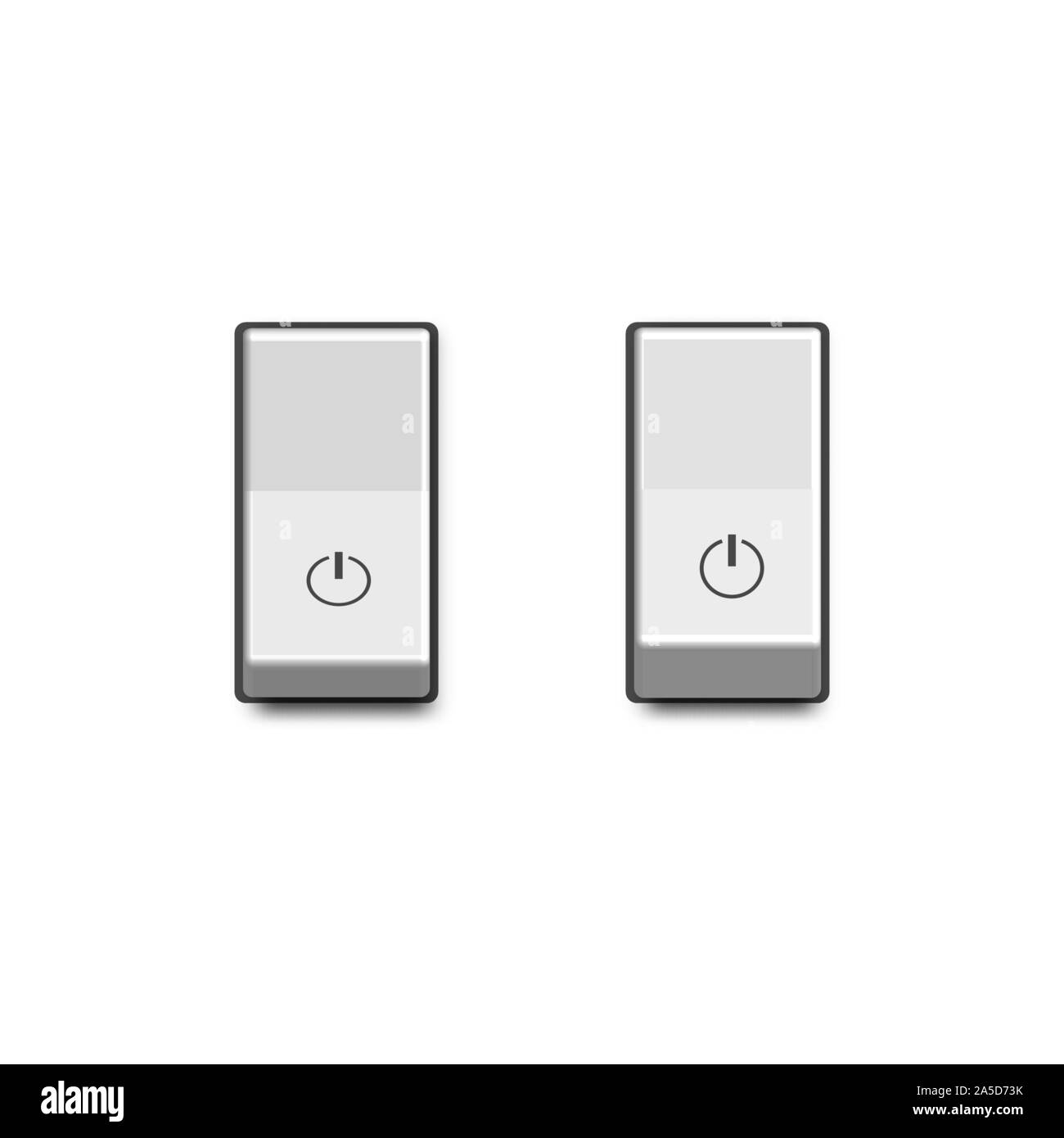 Set of realistic toggle switches in on and off positions. Electrical