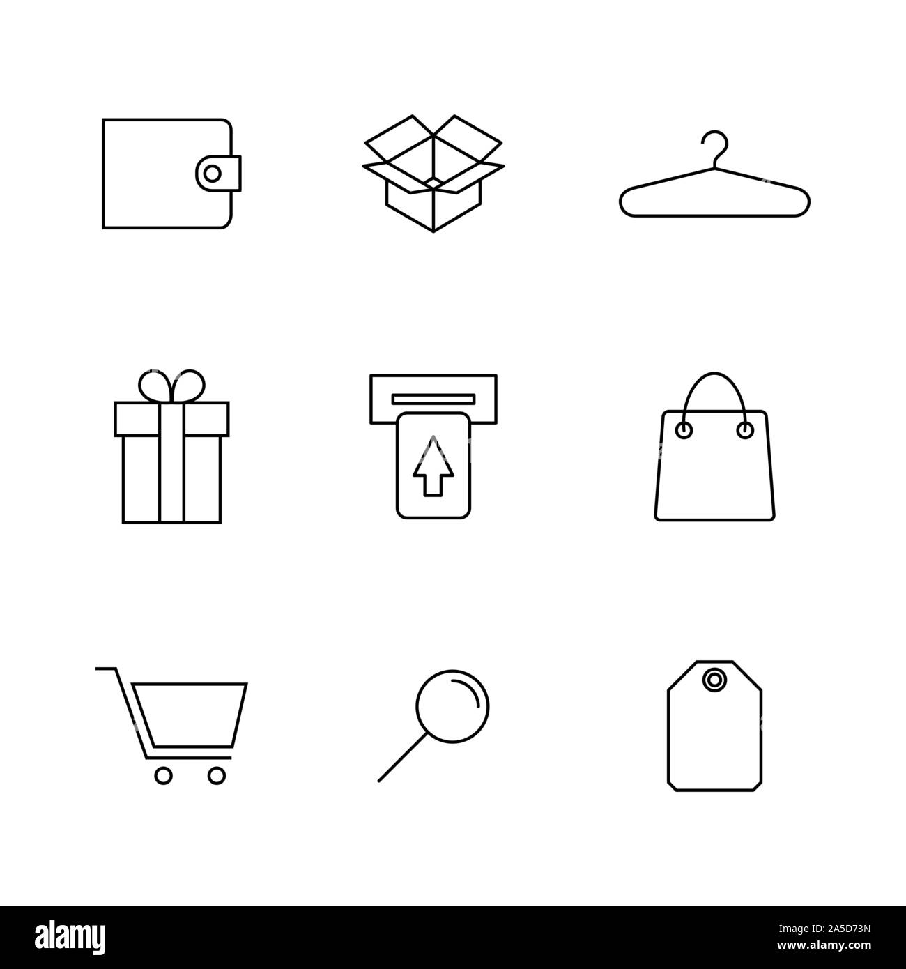 Finance and shopping icons set of thin lines, vector illustration Stock ...