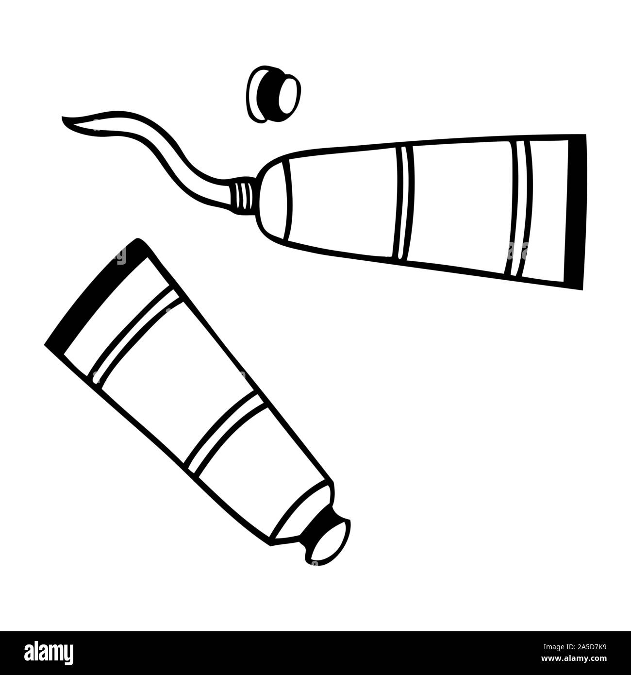 Black and white vector illustration of tubes of glue Stock Vector Image