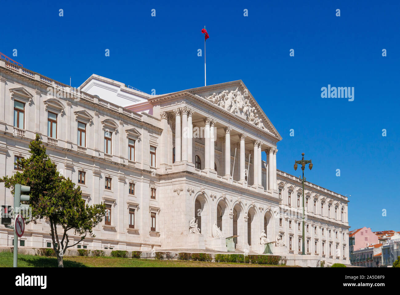 The Portuguese Parliament building Assembleia da República aka São Bento Palace in Lisbon, Portugal, Europe Stock Photo