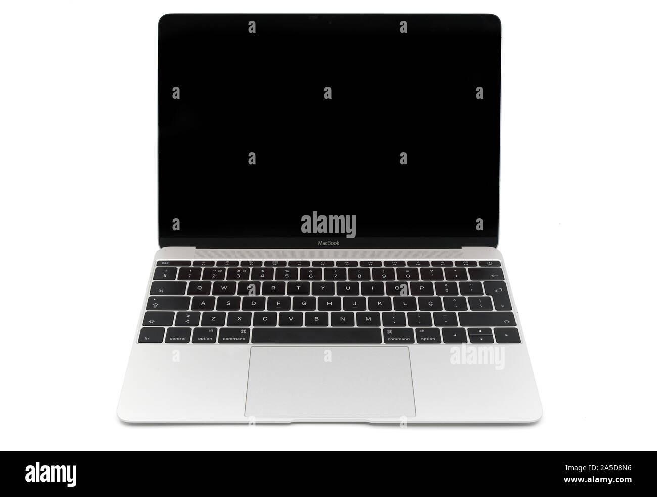 Apple 12' MacBook cut out isolated on white background Stock Photo