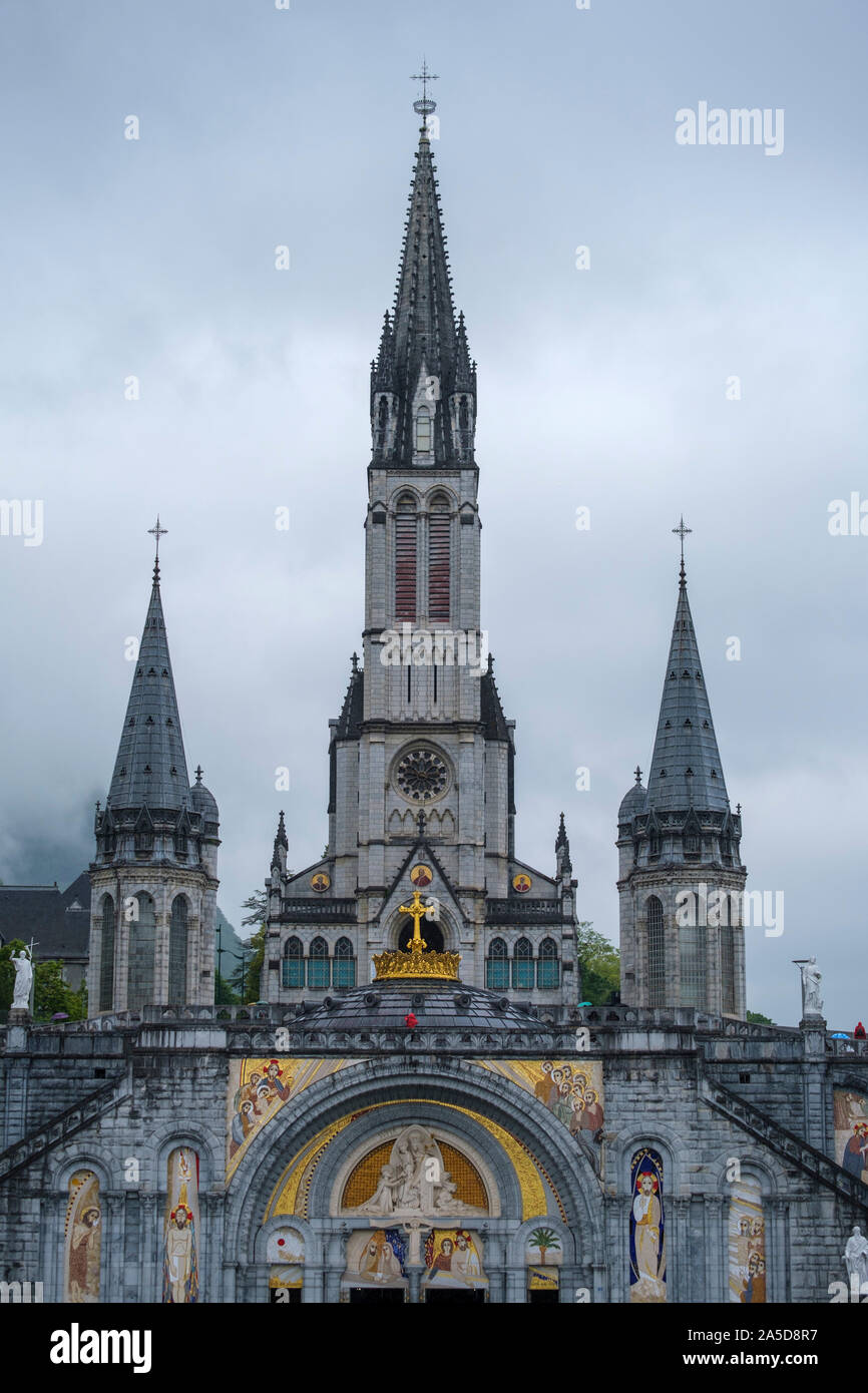 The Rosary Basilica in Lourdes, France Stock Photo