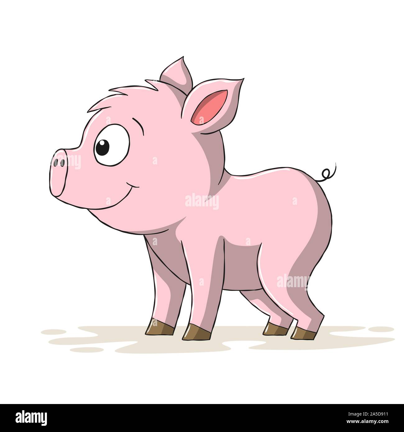 Funny cartoon pig. Hand drawn vector illustration with separate layers. Stock Vector