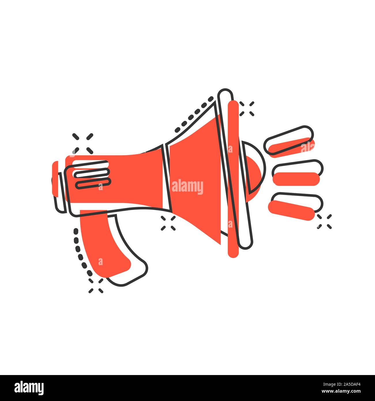 Megaphone speaker icon in comic style. Bullhorn audio announcement