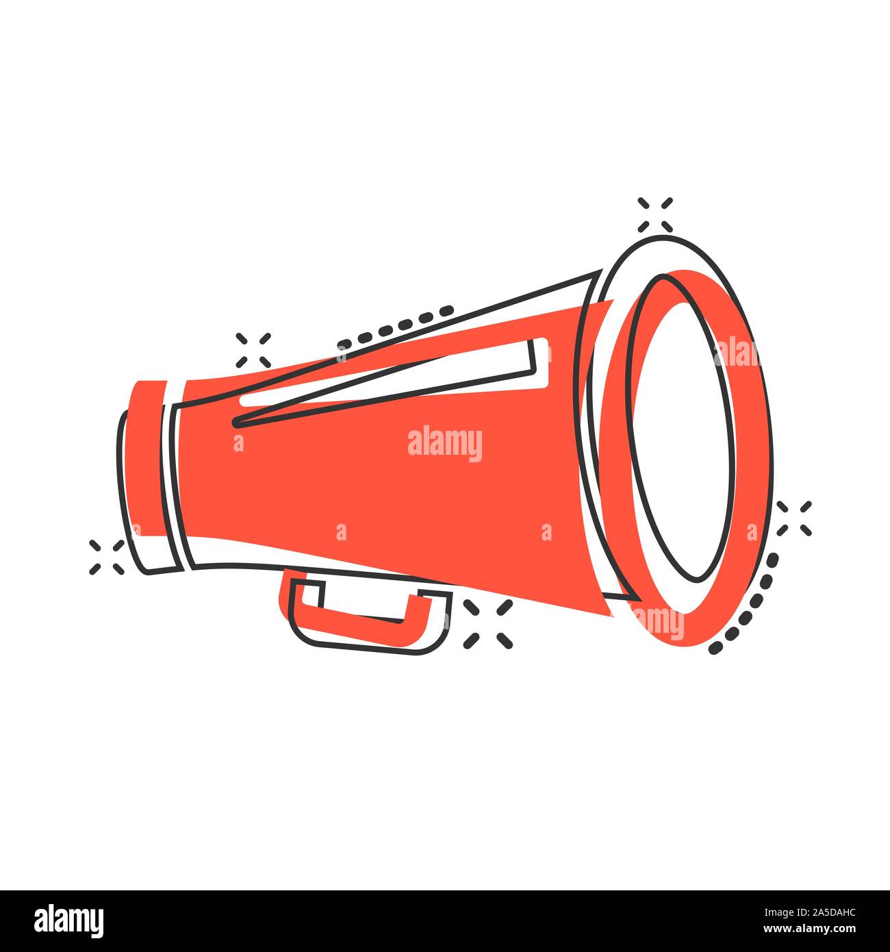 Megaphone speaker icon in comic style. Bullhorn audio announcement