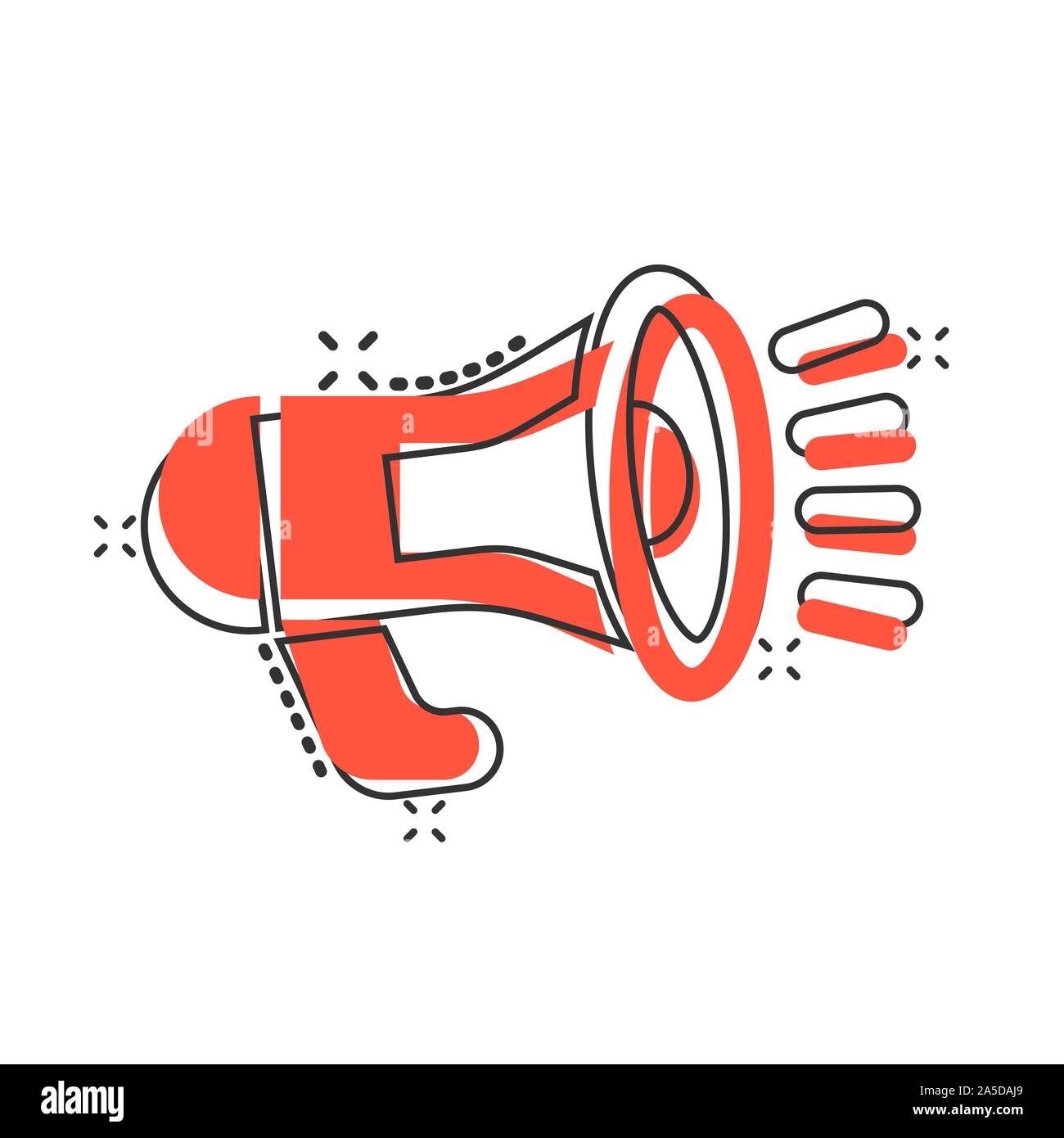 Megaphone speaker icon in comic style. Bullhorn audio announcement