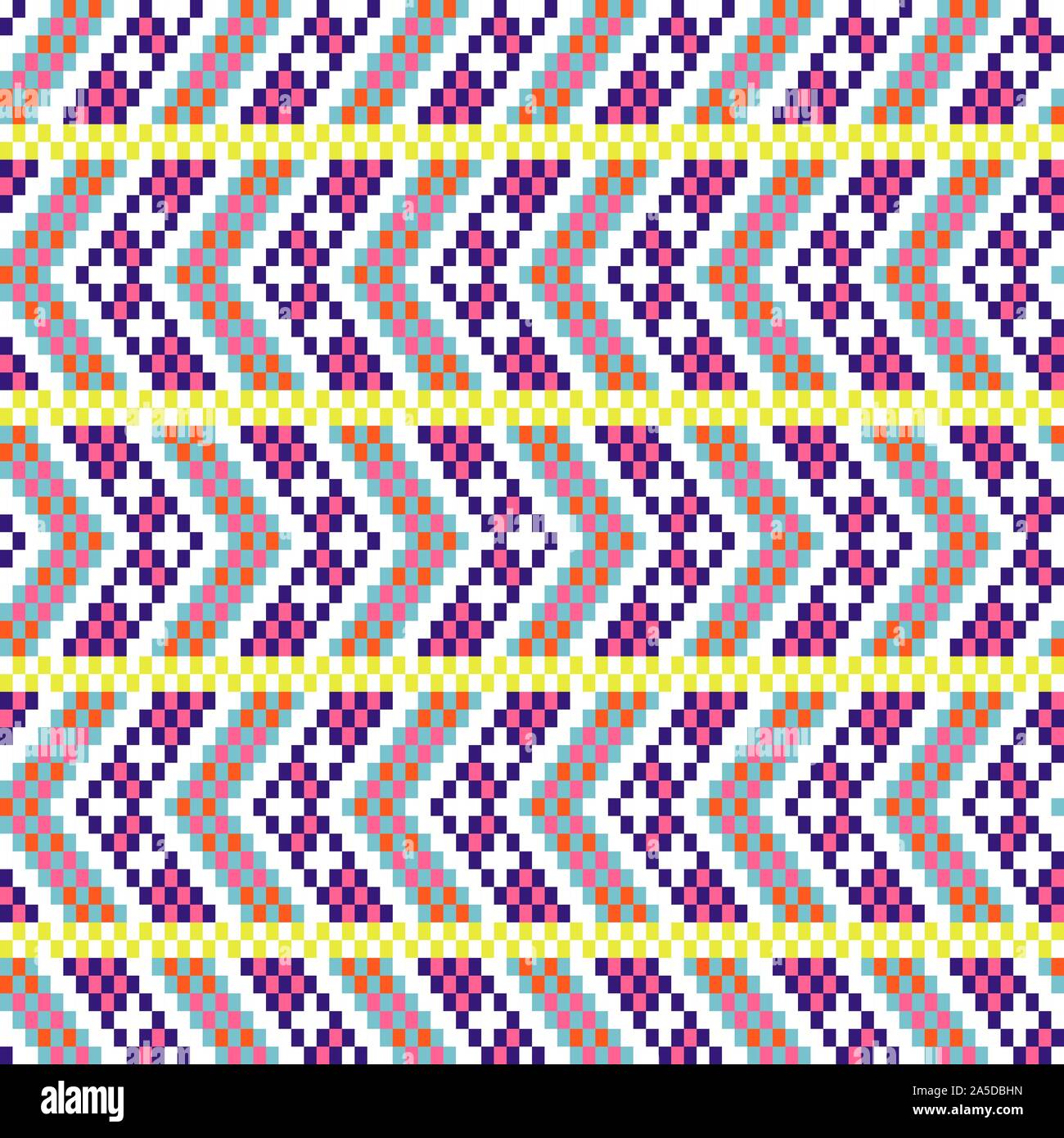 Bold arrow chevron seamless pattern pixel blocks shapes texture. Stock Vector