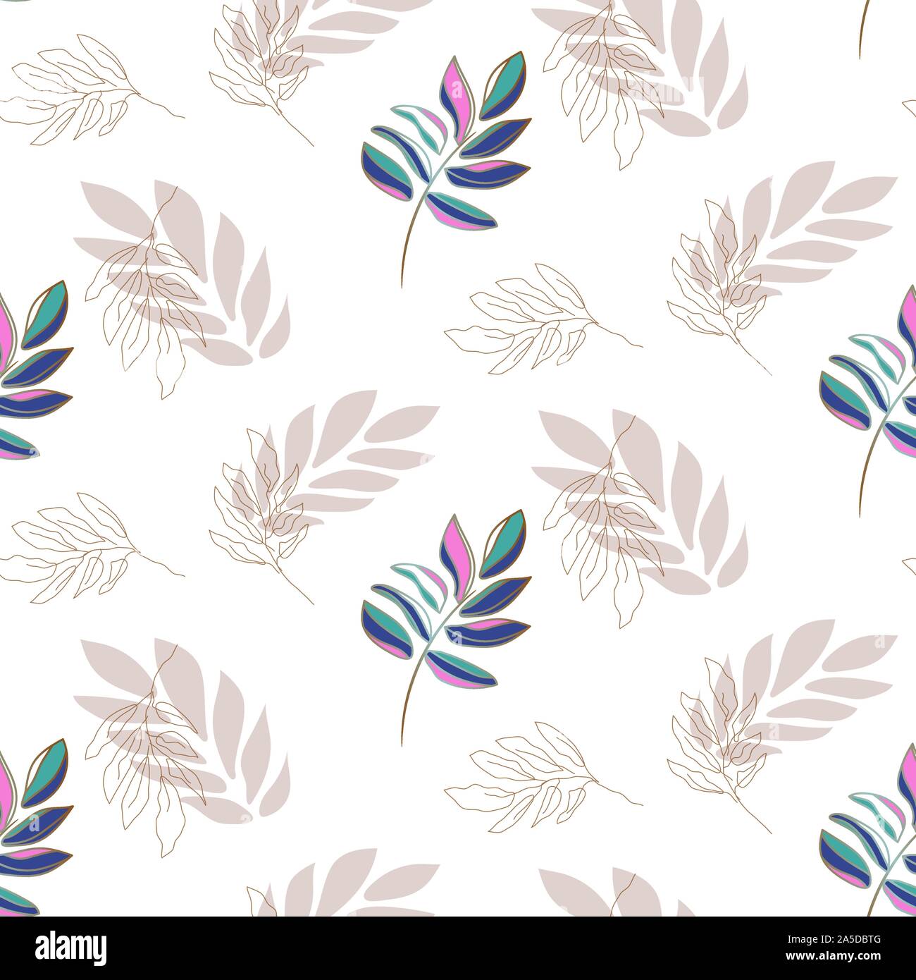 Lavender plant leaf seamless vector pattern background on white. Stock Vector