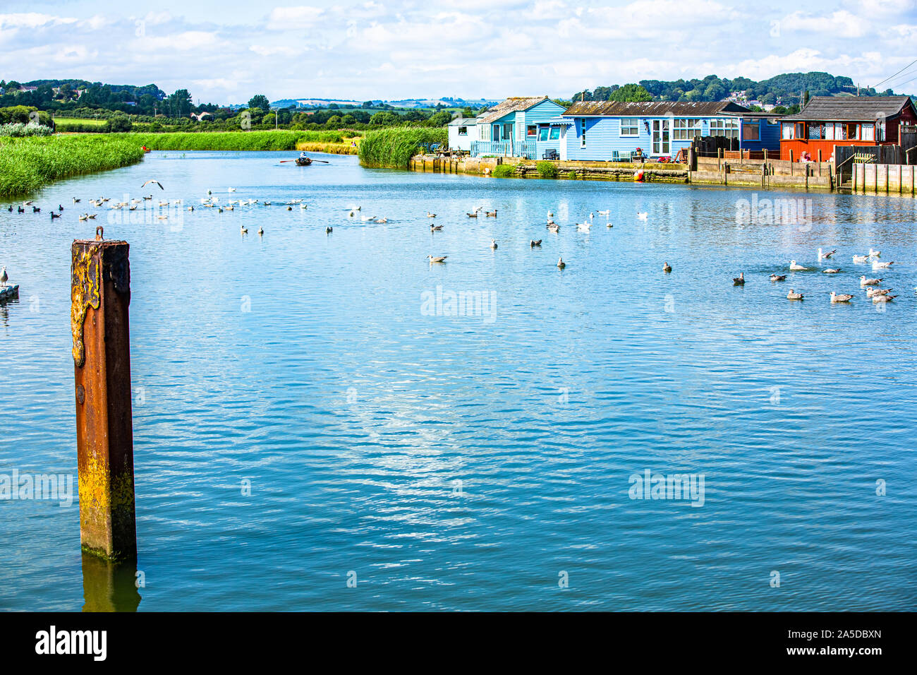 Bridport harbour and inlet at Bridport, West Bay, Dorset Stock Photo