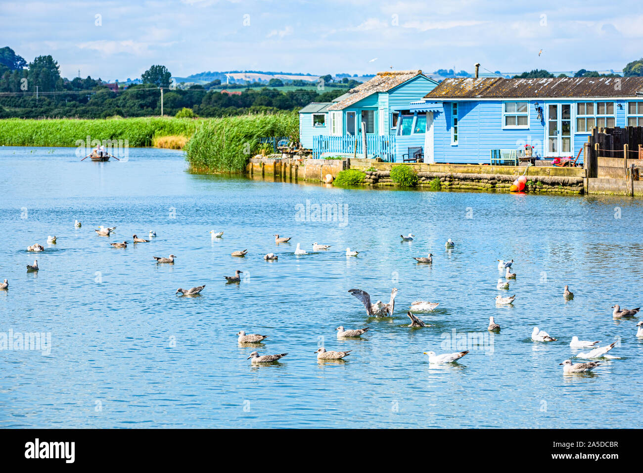 Bridport harbour and inlet at Bridport, West Bay, Dorset Stock Photo