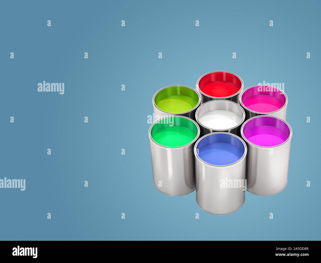 Paint buckets color wheel 3D Rendering Stock Photo Alamy
