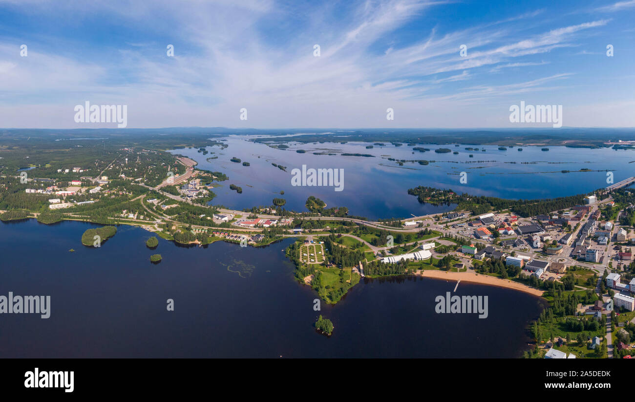 Aerial view of Kemijarvi city in northern Finland Stock Photo