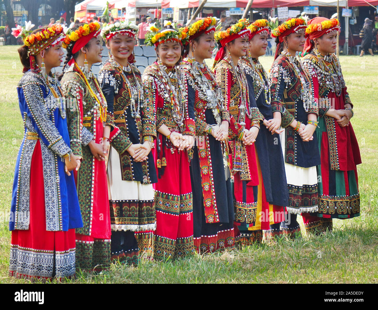 KAOHSIUNG, TAIWAN -- SEPTEMBER 28, 2019: Women of the indigenous Rukai