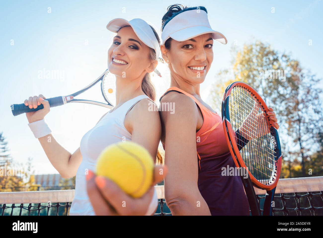 Best Friends of the tennis court Stock Photo