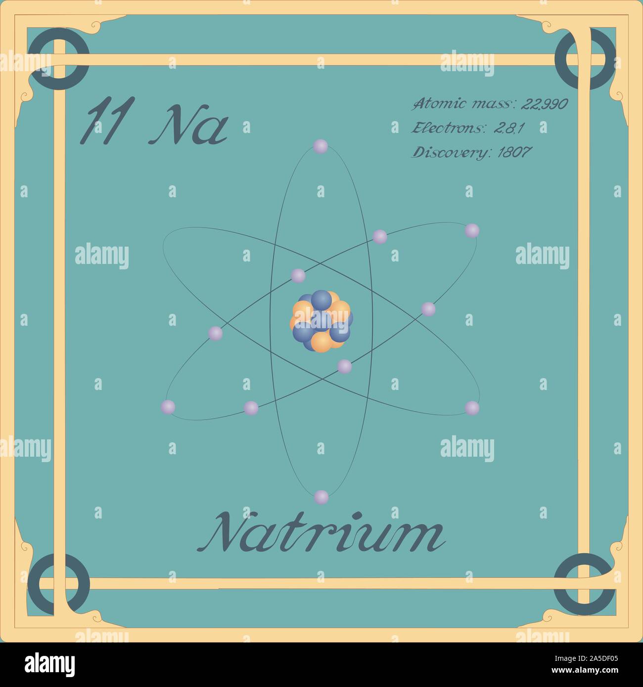 na sodium chemical element periodic table single vector illustration element icon with molar mass atomic number and electron conf stock vector image art alamy