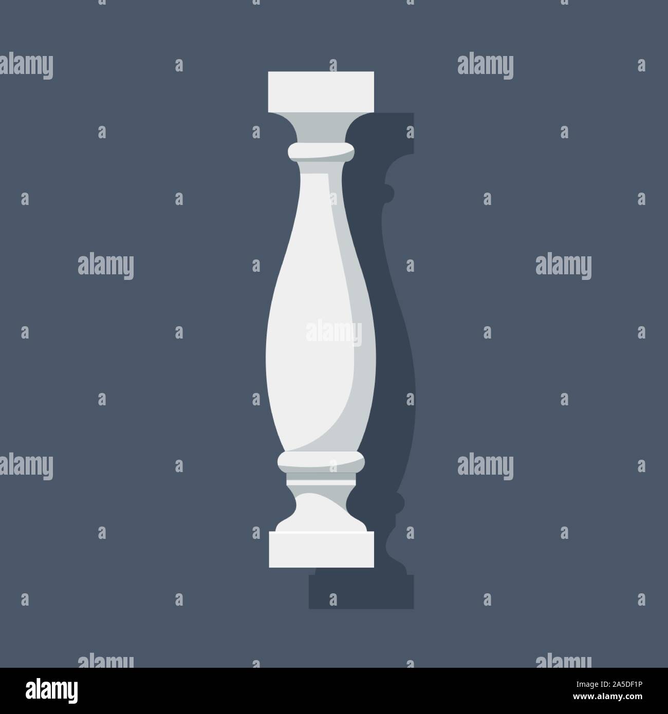 White baluster with shadow. Architectural detail or a piece of furniture. Vector EPS10 Stock Vector