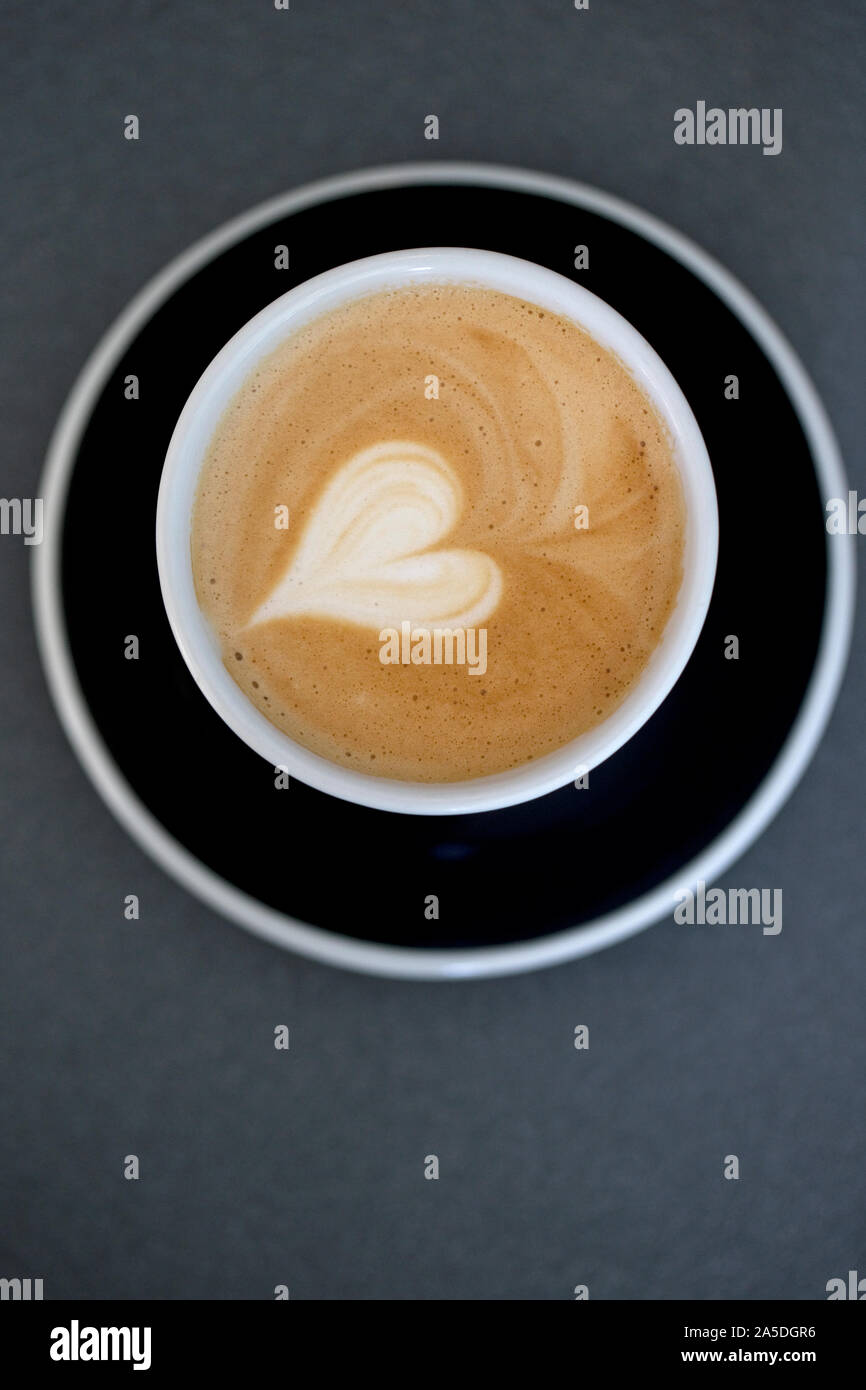 Heart in coffee Stock Photo