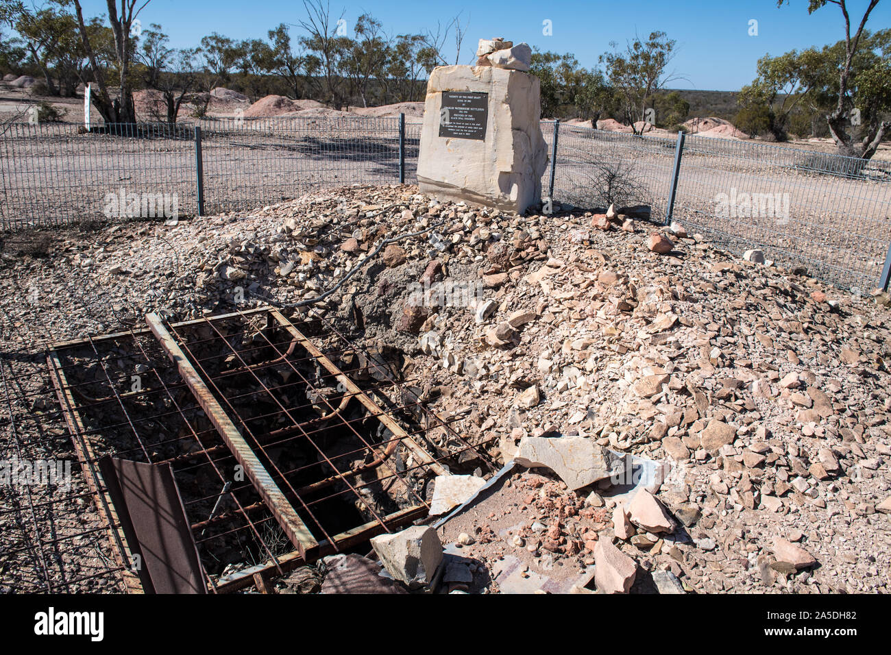 First opal mine shaft sunk by Charles Waterhouse Nettleton in 1902