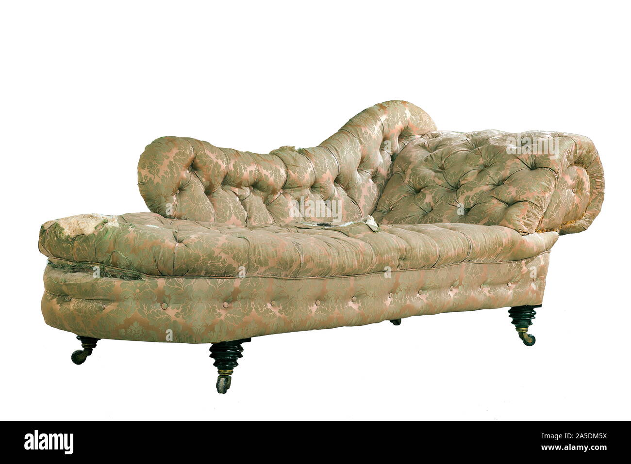 Vintage chaise longue shabby in need or re-upholstery isolated on white  Stock Photo - Alamy