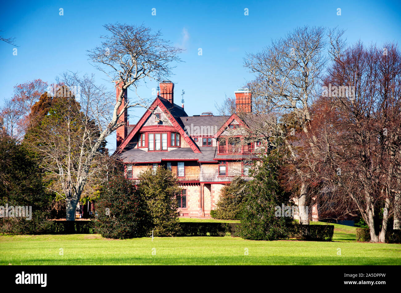 A victorian tudor house at Ochre point in Newport Rhode Island on a