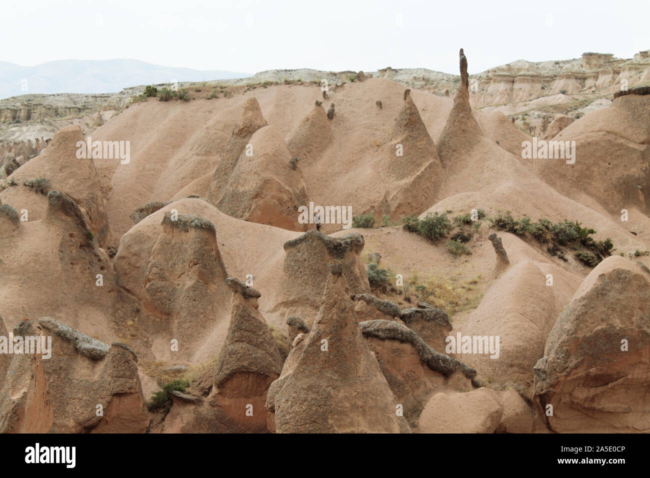 Amazing rocky hills in Cappadocia, Turkey. Different shapes Stock Photo