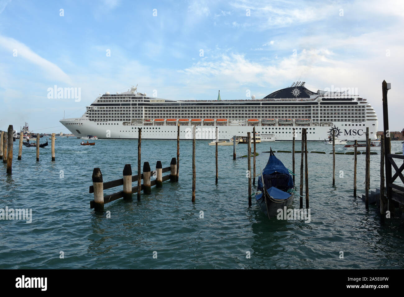 Cruise ship in the Lagoon of Venice - Italy. Stock Photo