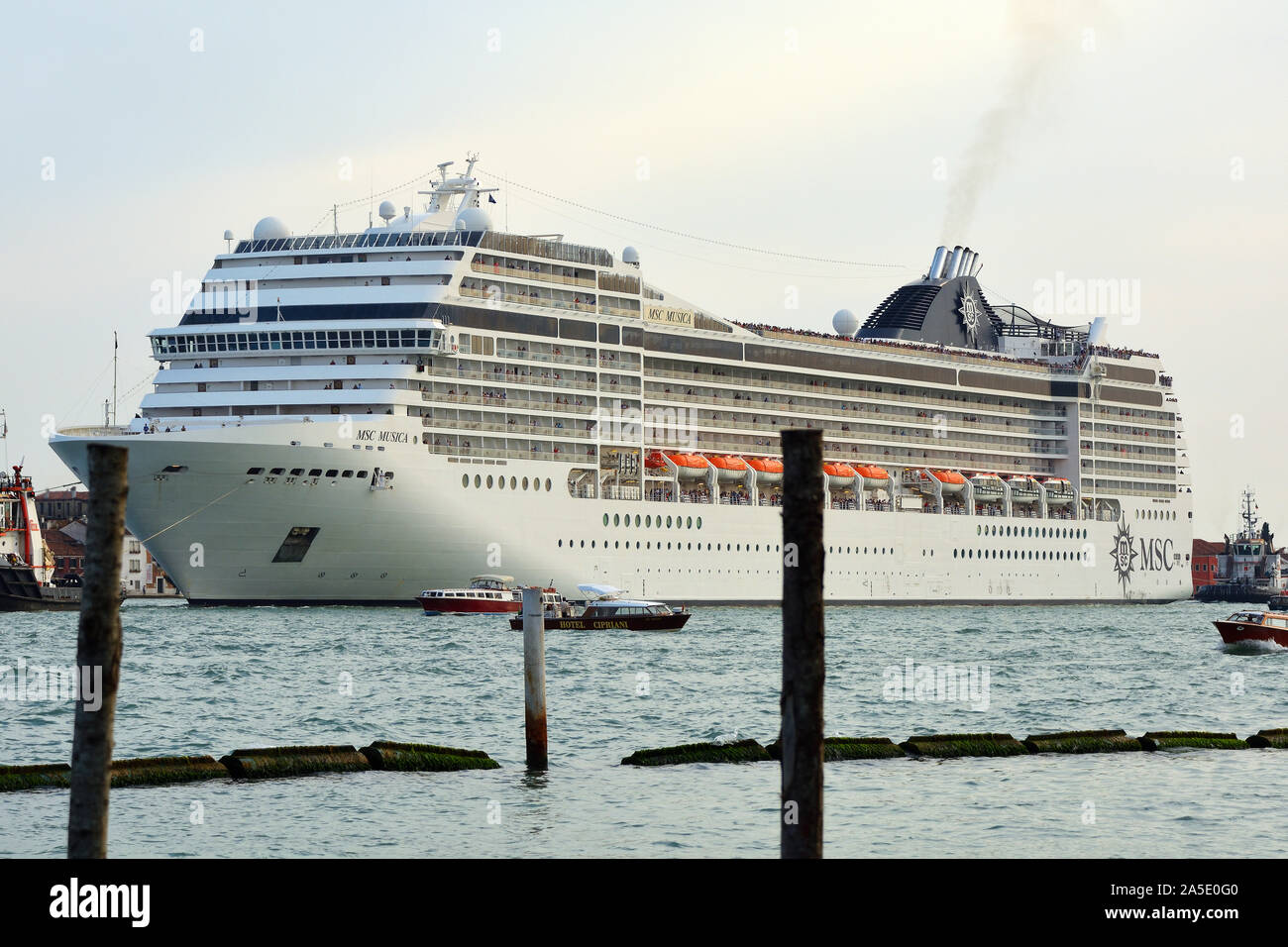 Cruise ship in the Lagoon of Venice - Italy. Stock Photo