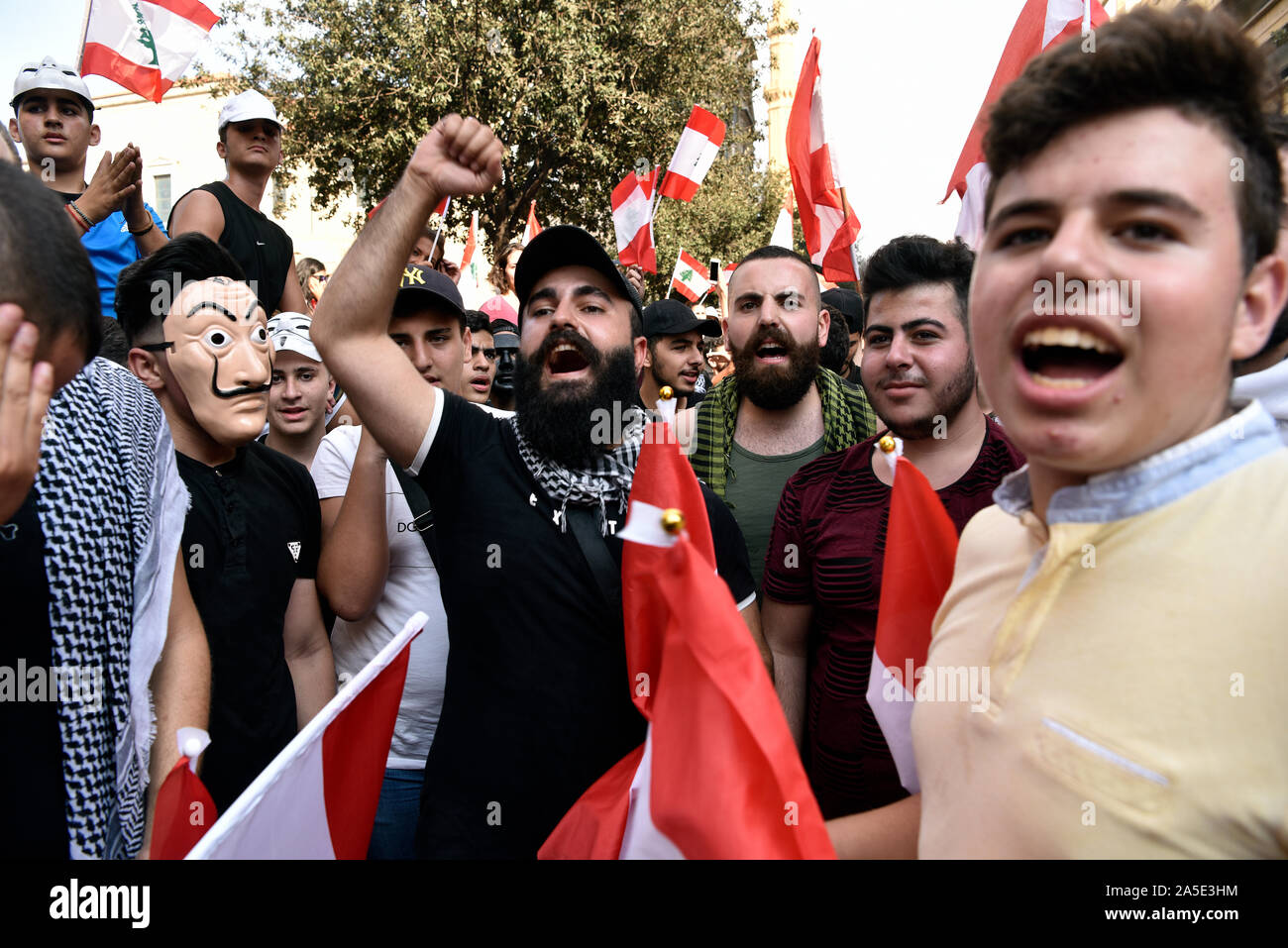 Anti-government protests, Downtown, Beirut, Lebanon. 19 October 2019 Stock Photo