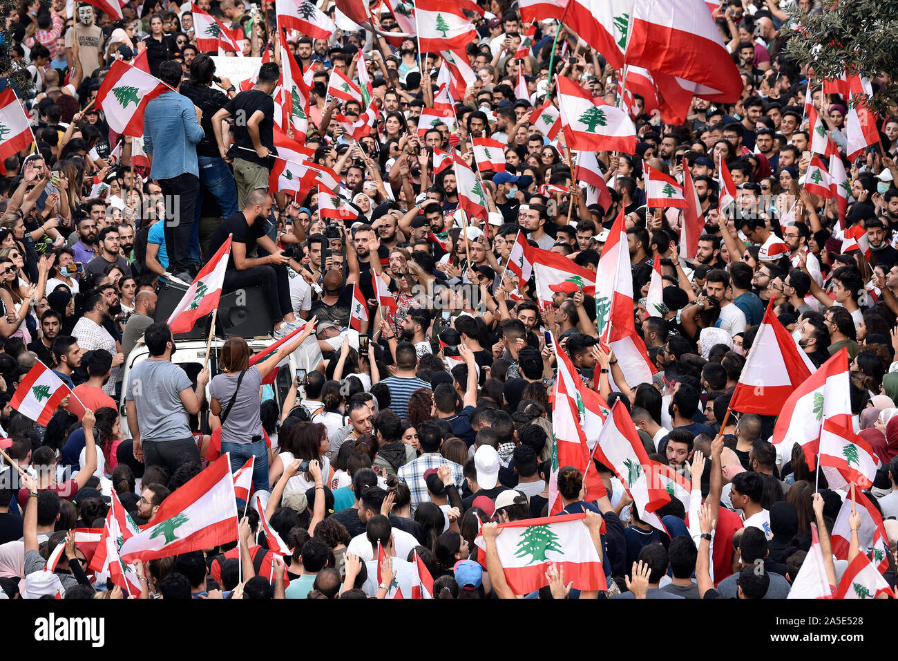 Anti-government protests, Downtown, Beirut, Lebanon. 19 October 2019. Stock Photo