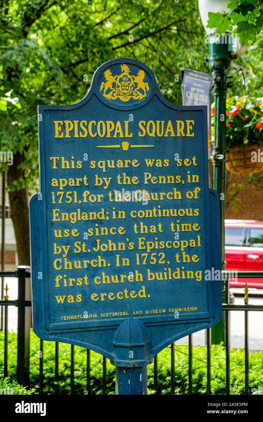 St. Johns Episcopal Church, 1 North Hanover Street, Carlisle, Pennsylvania Stock Photo