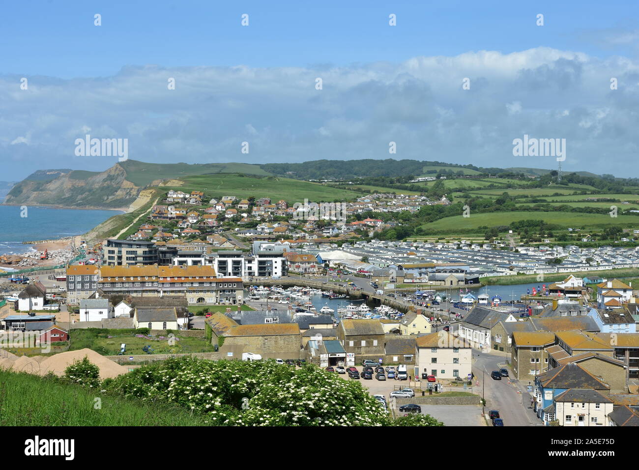 Panoramic view of West Bay, Dorset Stock Photo Alamy