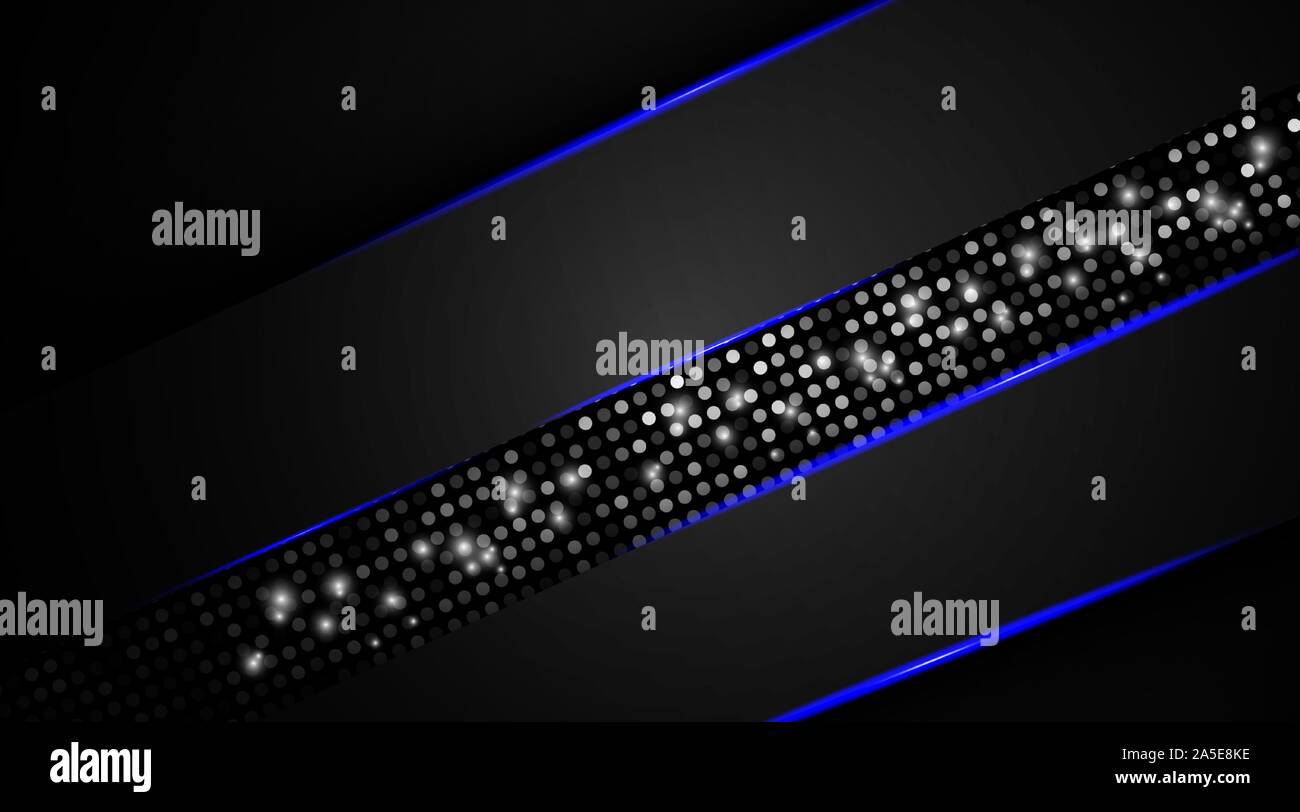 Abstract dark blue overlapping background a combination with light and glitters silver. Stock Vector