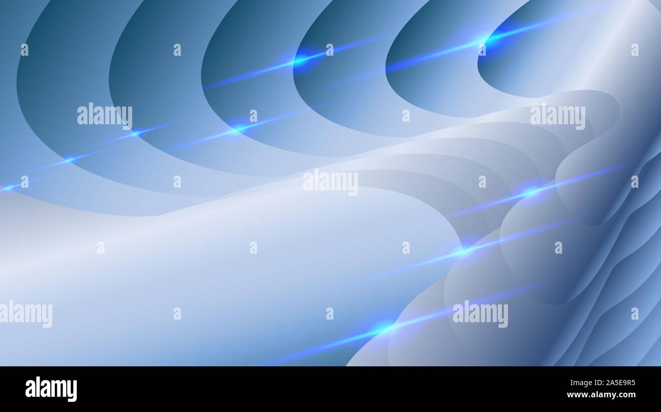 Abstract vector blue background wavy light and shadow Stock Vector