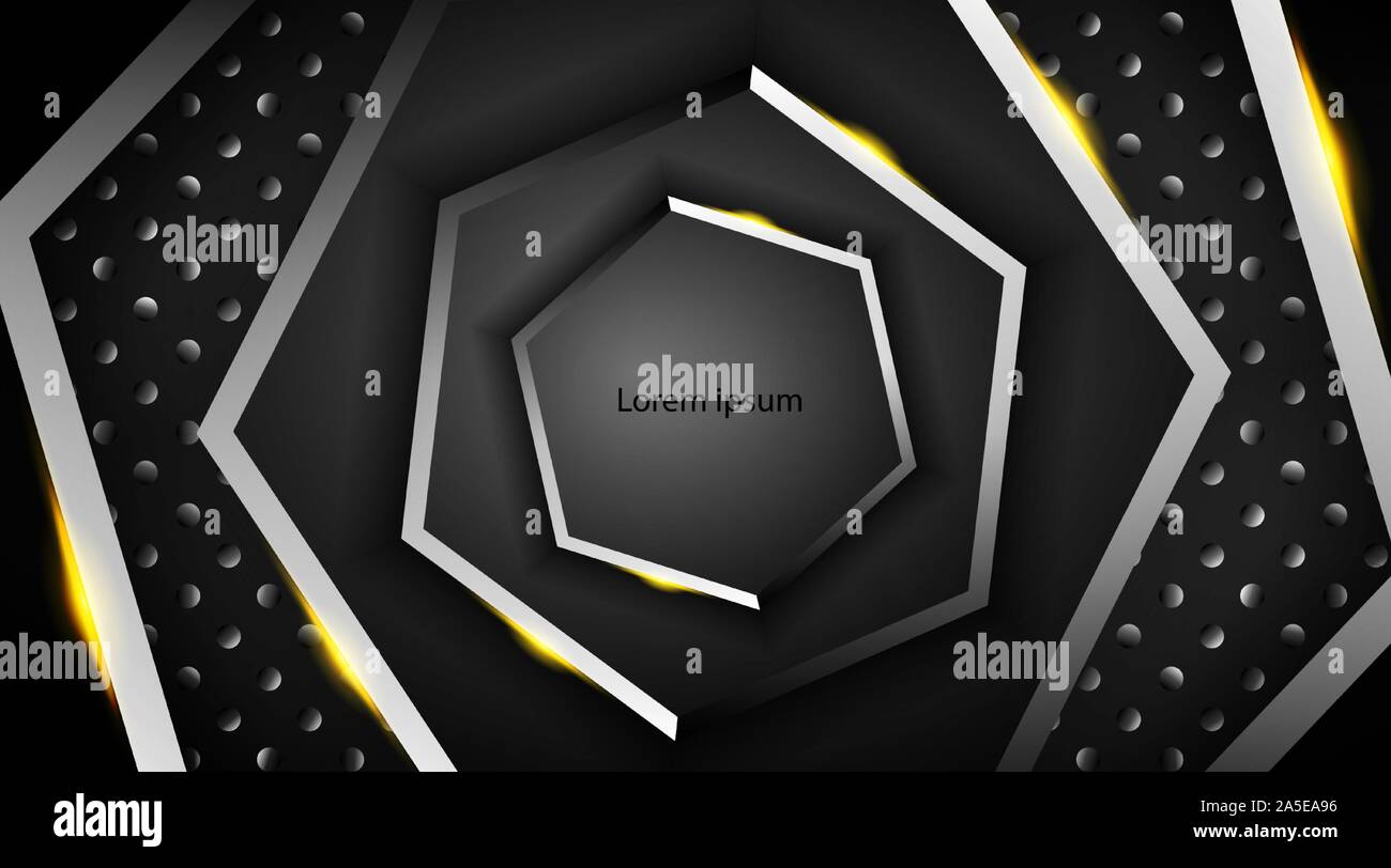 The hexagon vector background overlaps with a black and white gradient ...