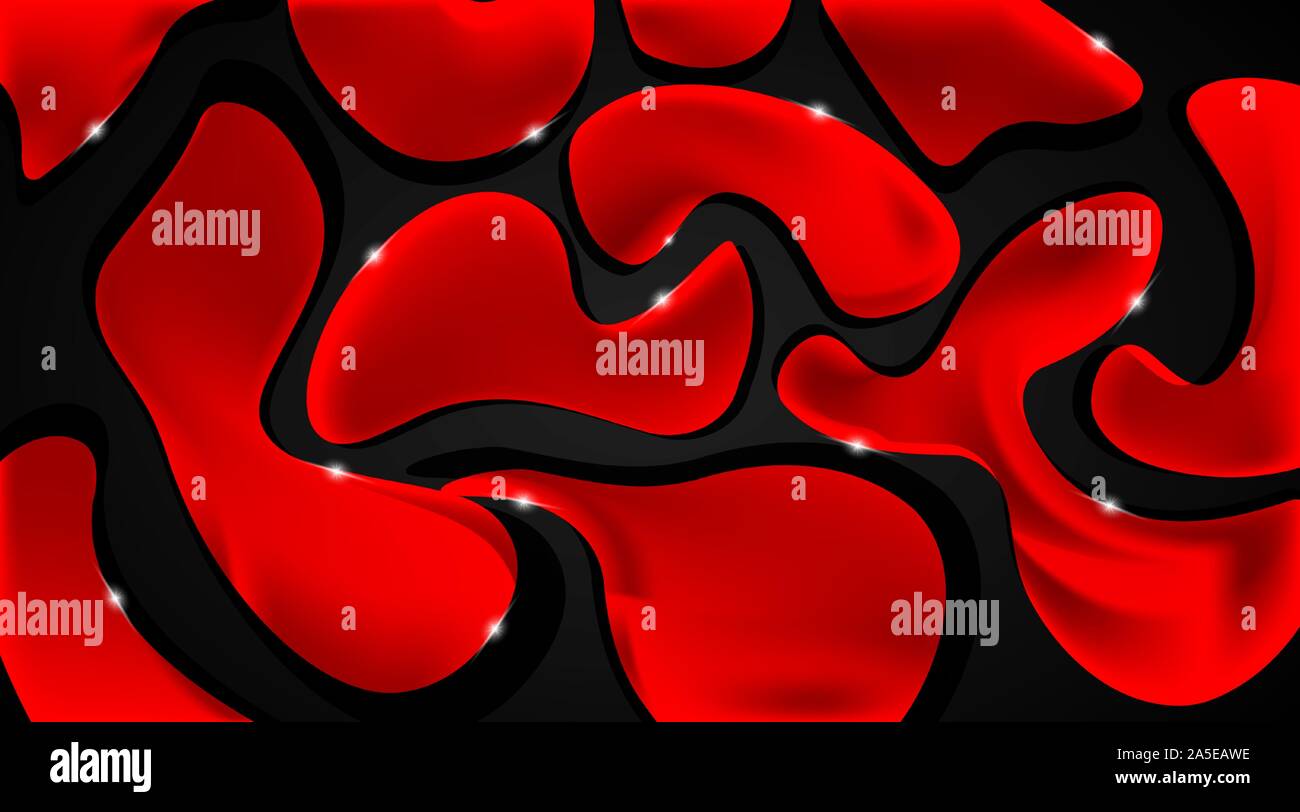 Abstract shiny red and black liquid. liquid form for decoration and cover on black background etc. Stock Vector
