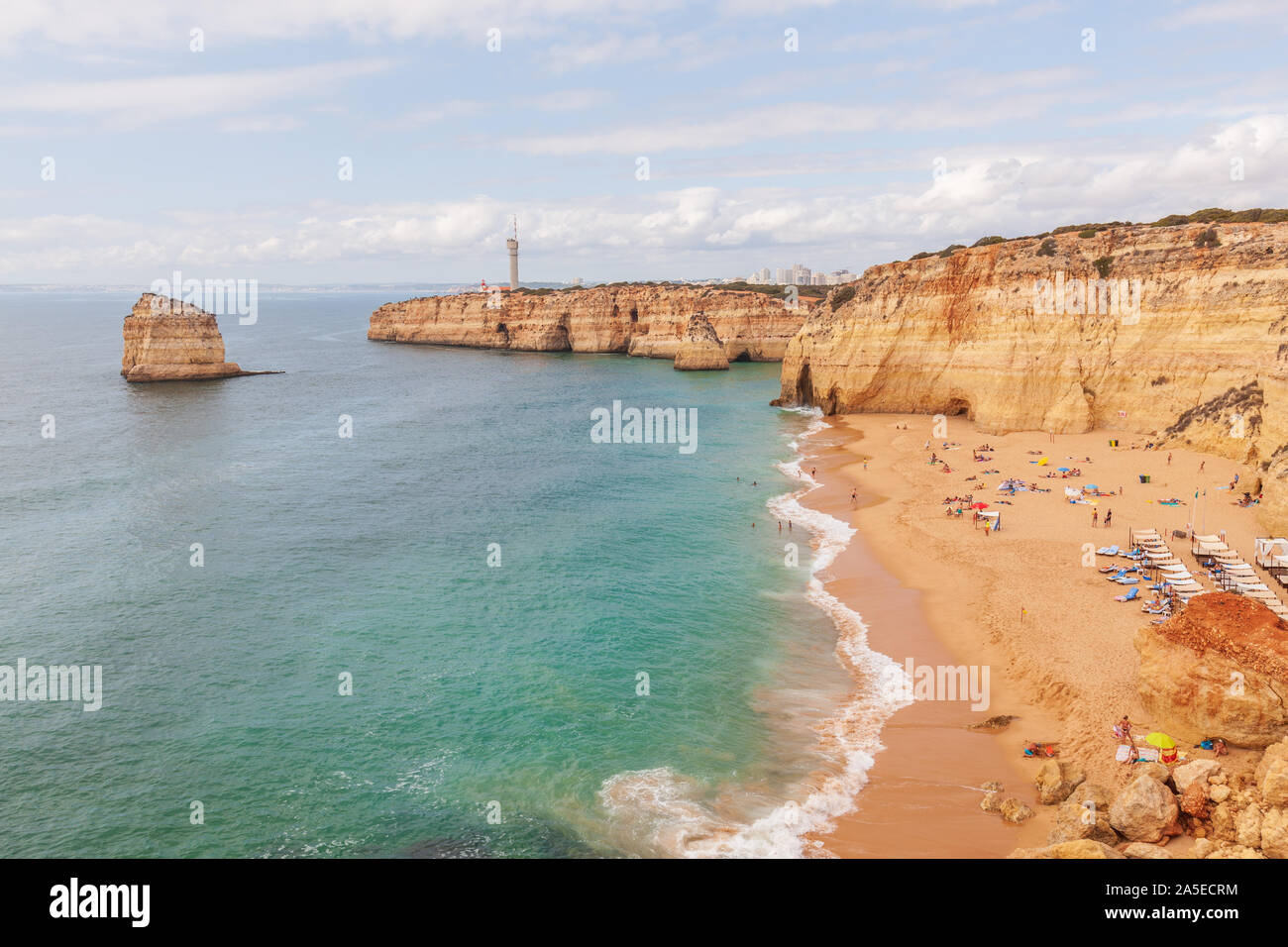 sandy beach on the algarve coast portugal Stock Photo