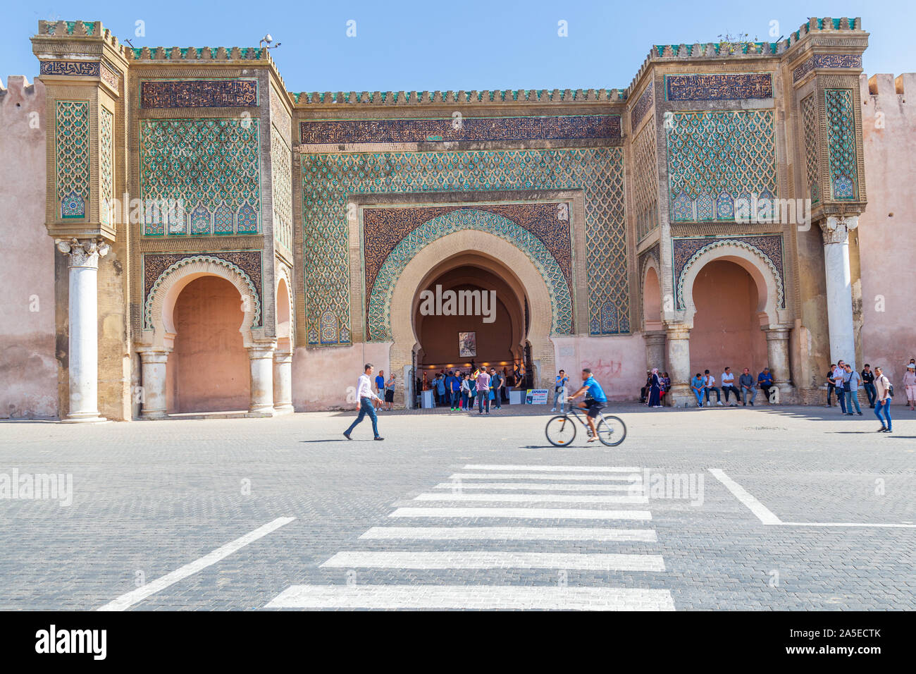 meknes city gate  morocco north africa Bab el Mansour gate Stock Photo