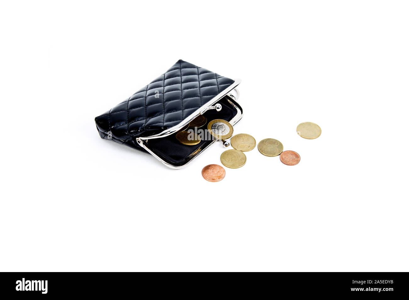 two female hands hold brown leather open empty wallet for cash - a Royalty  Free Stock Photo from Photocase