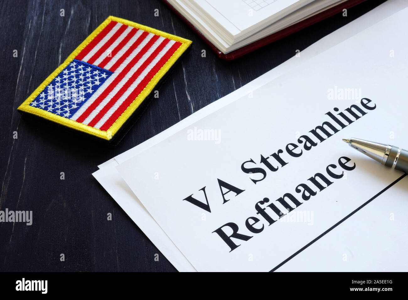 VA Streamline Refinance documents for loan. Stock Photo
