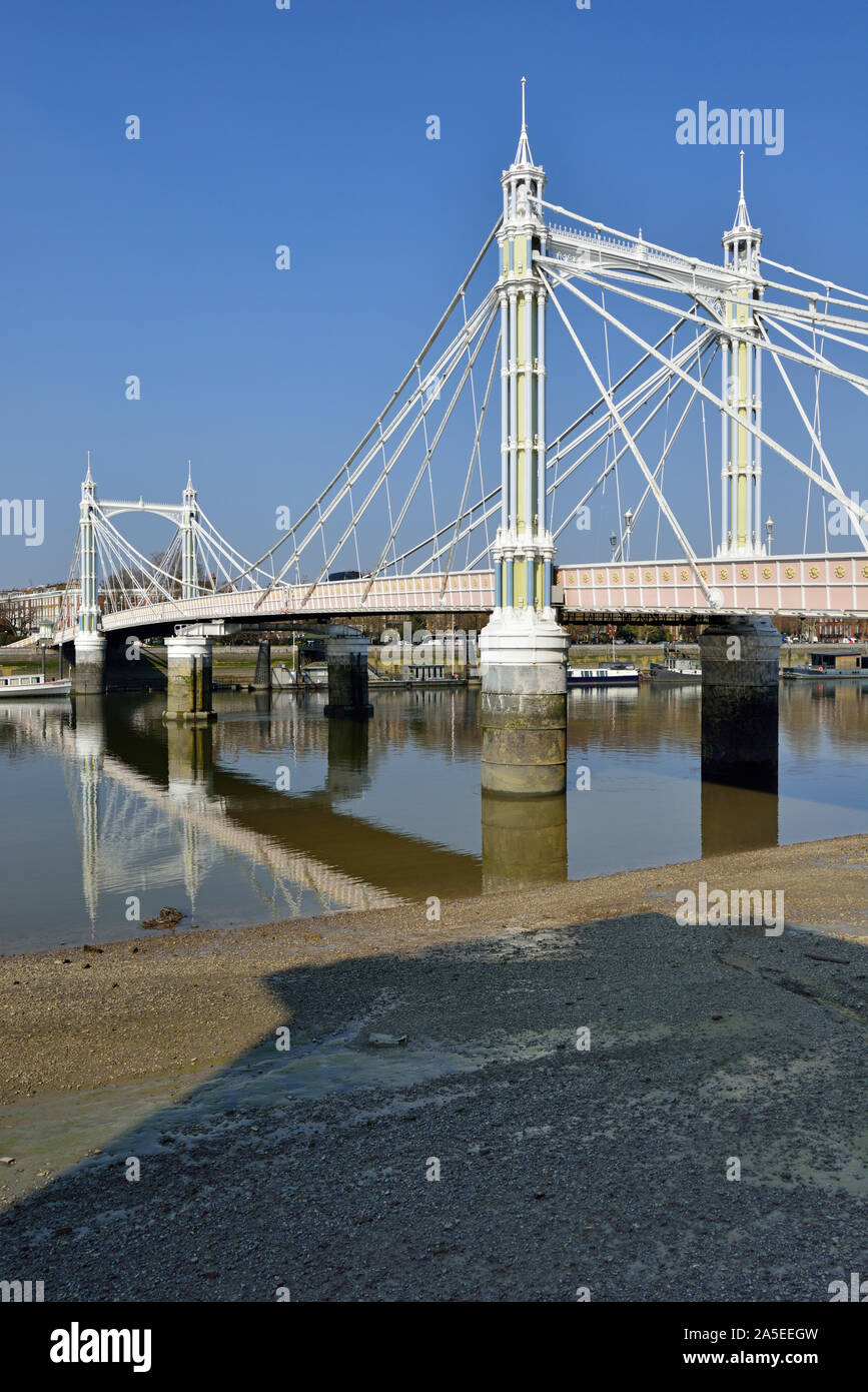Albert Bridge, Chelsea, Battersea, South West London, United Kingdom Stock Photo