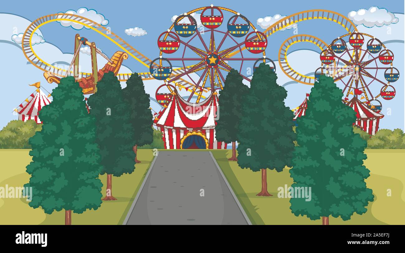 Amusement outdoor park scene illustration Stock Vector Image & Art - Alamy