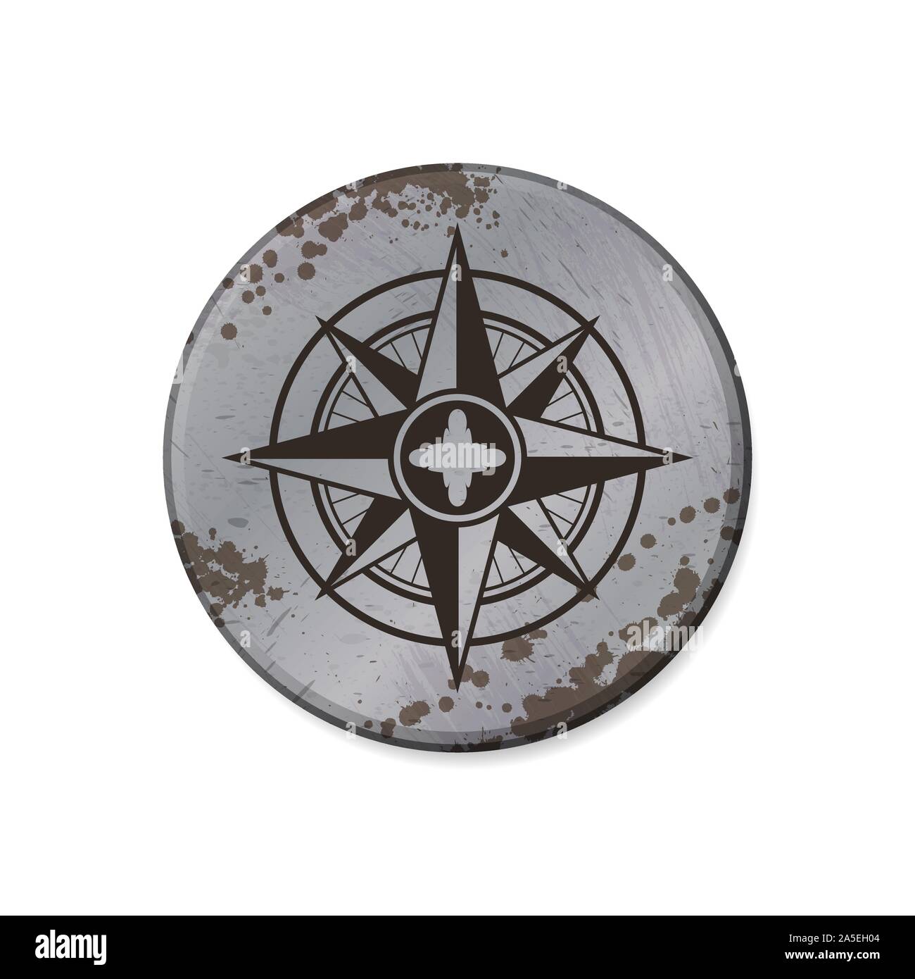 Grunge circle board frame with windrose isolated on white background Stock Vector