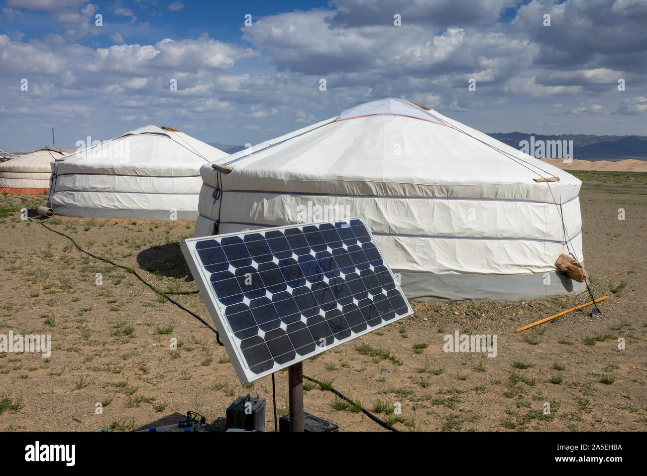 Mongolian tent ger and solar panel Stock Photo - Alamy