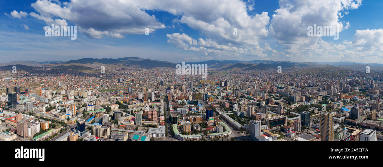 Aerial panorama view of Ulaanbaatar Stock Photo
