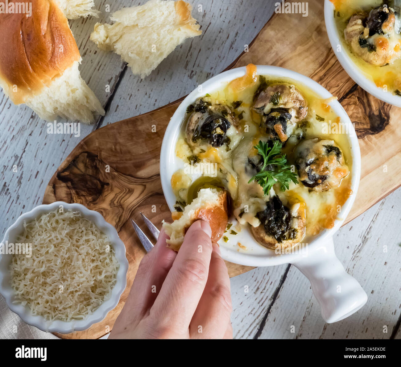 Escargot stuffed mushrooms Stock Photo Alamy