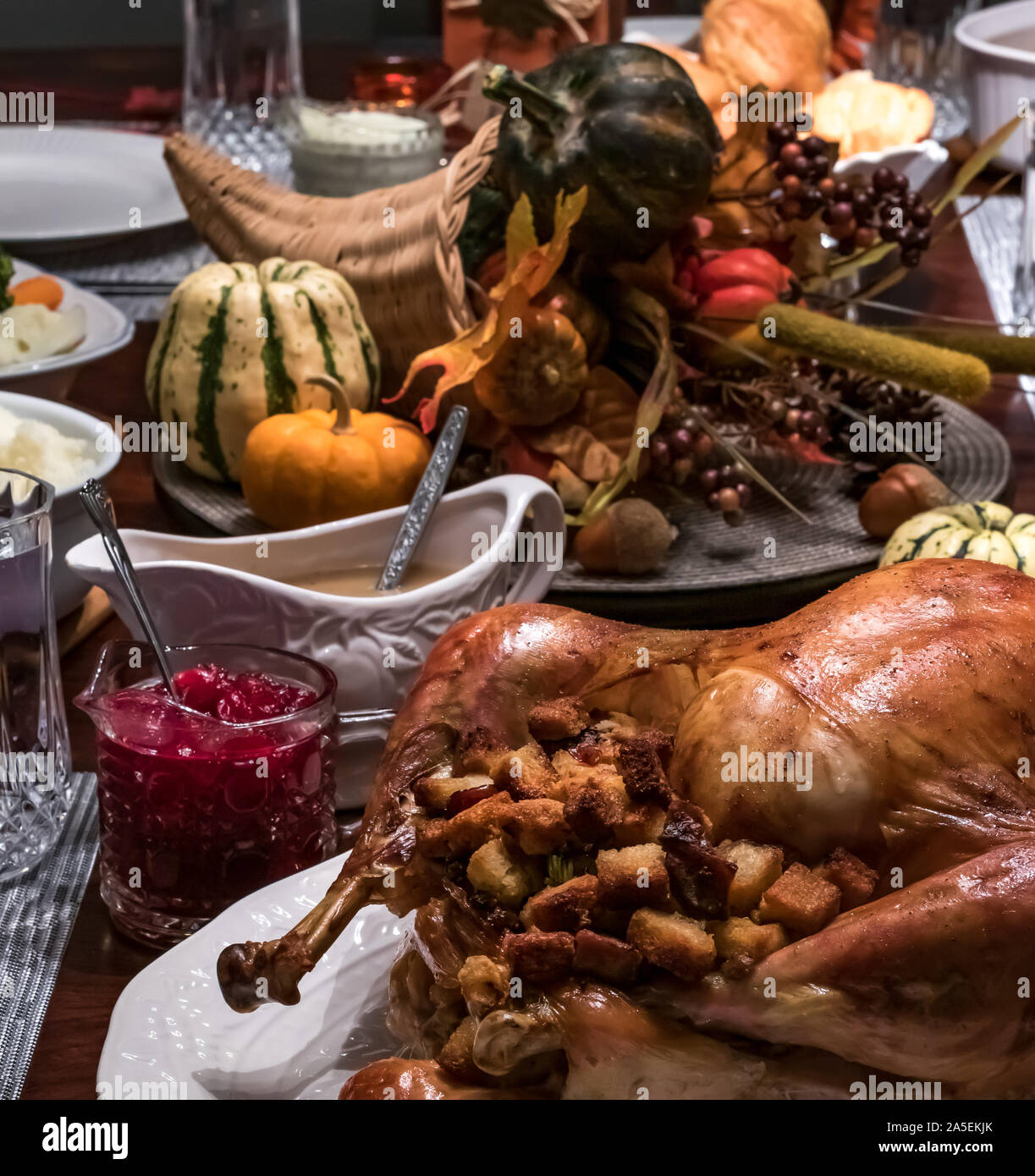Thanksgiving turkey dinner. Stock Photo