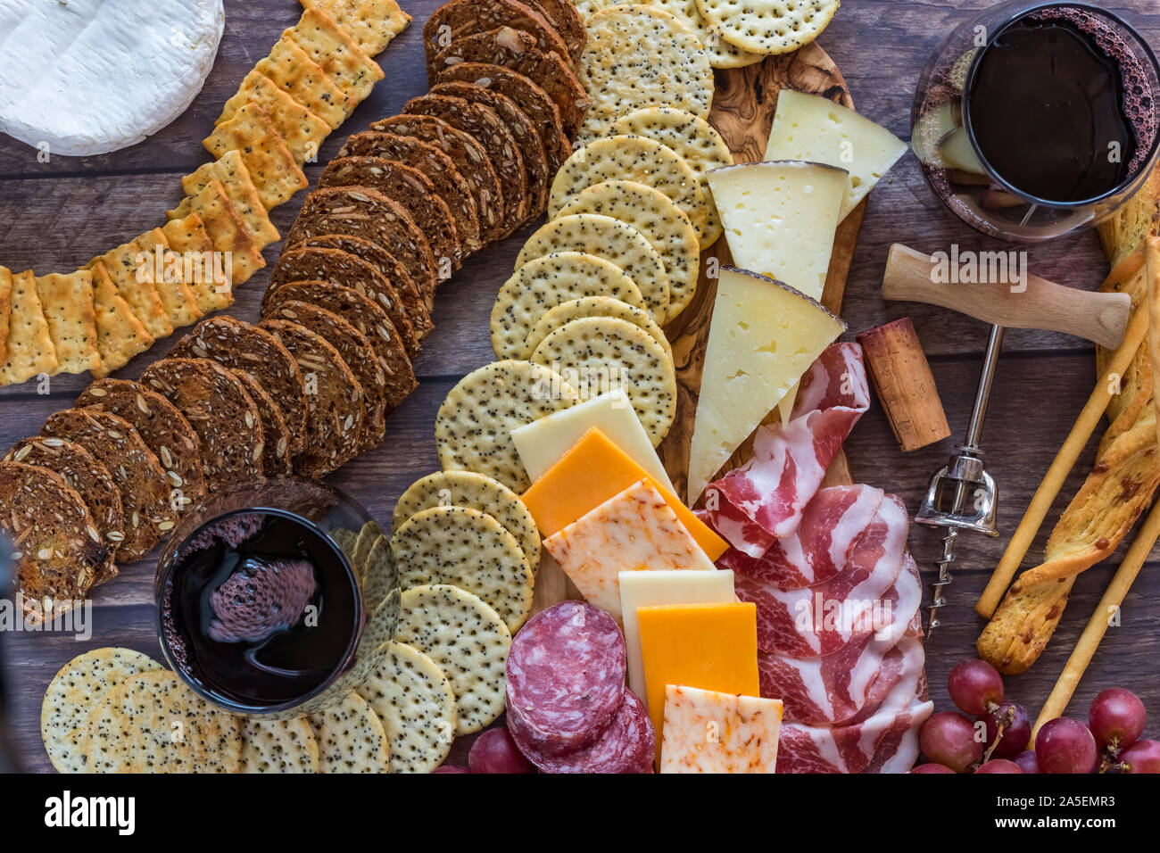 Assorted Cheese and crackers Stock Photo Alamy